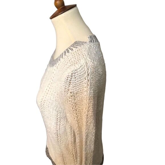 Anthropologie Moth Cream Silver Knit wool blend Sweater size S - Picture 7 of 13